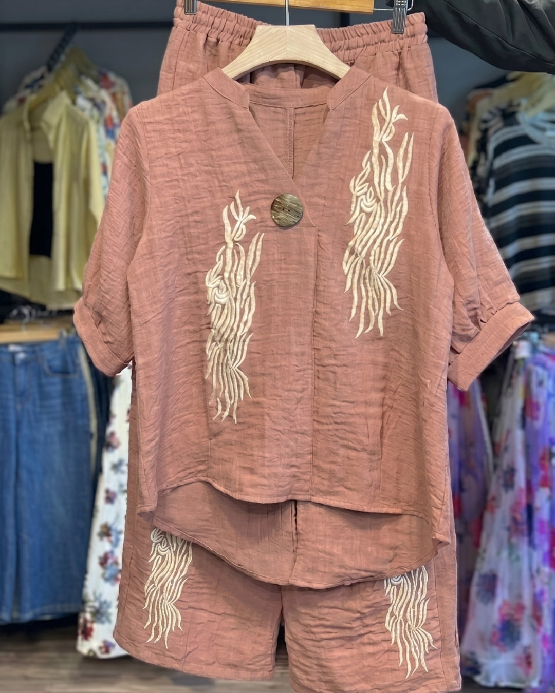 Ziya - Dusty Rose Embroidered Co-ord