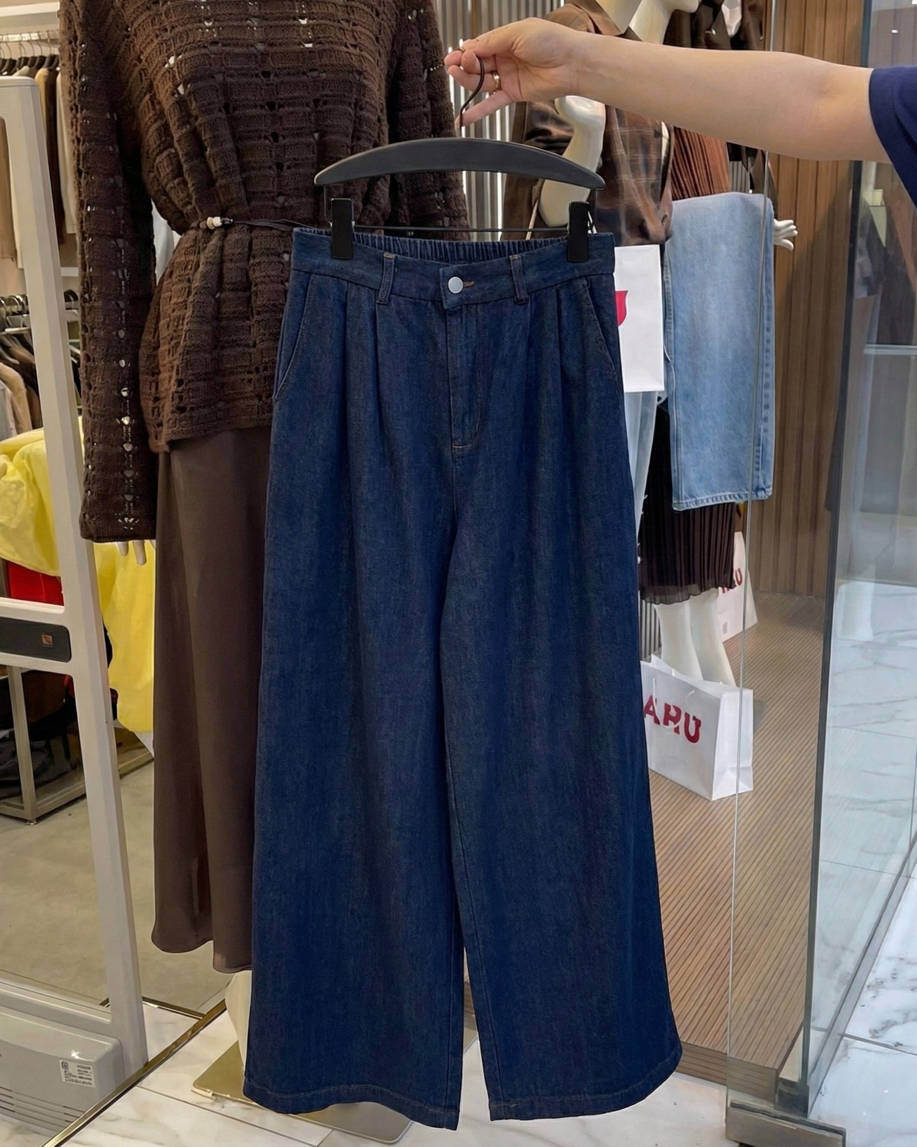 Deep Indigo Denim Utility Co-ord Set with Zip Jacket & Wide-Leg Pants