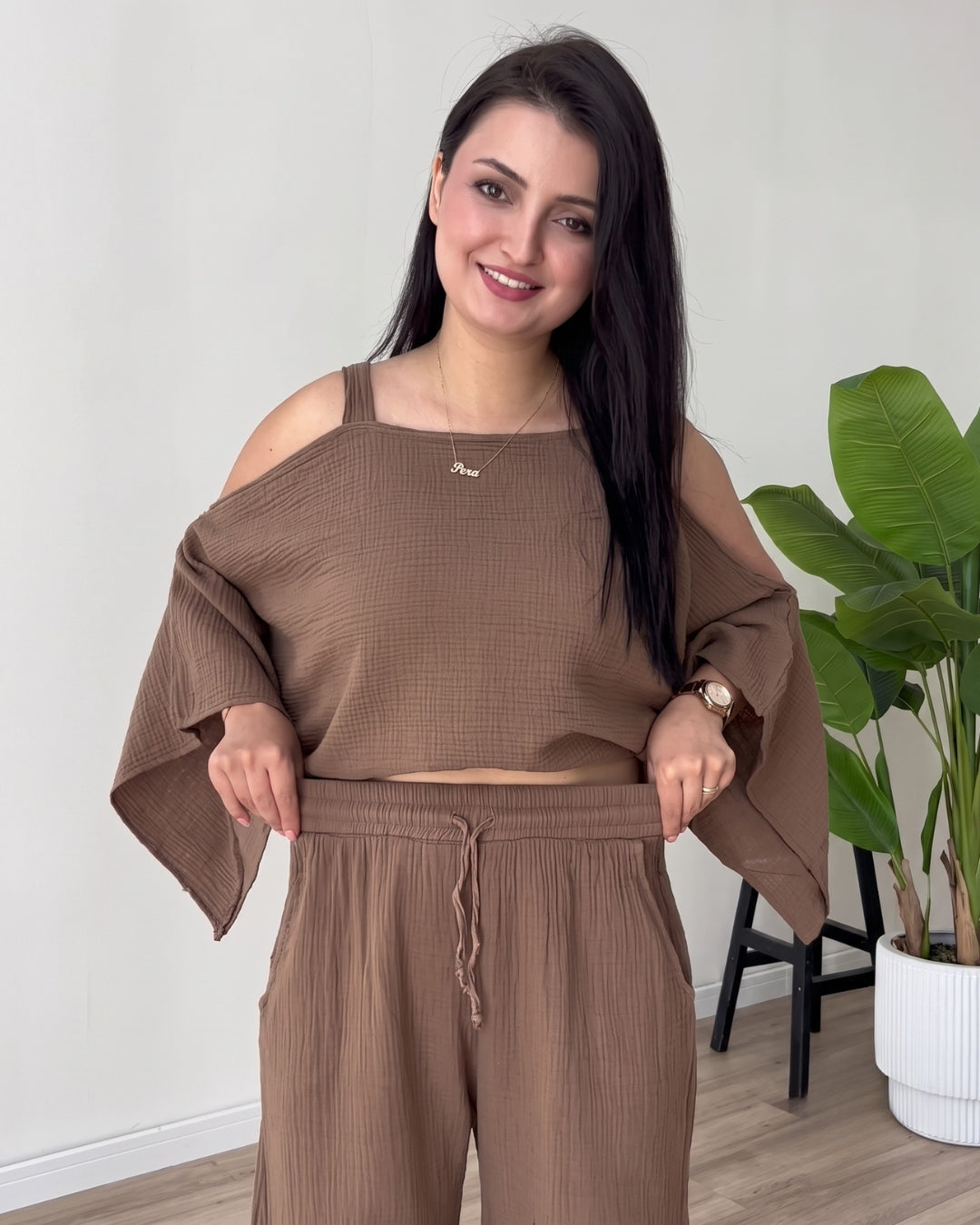 Orina - Brown Relaxed Resort Co-Ord Set