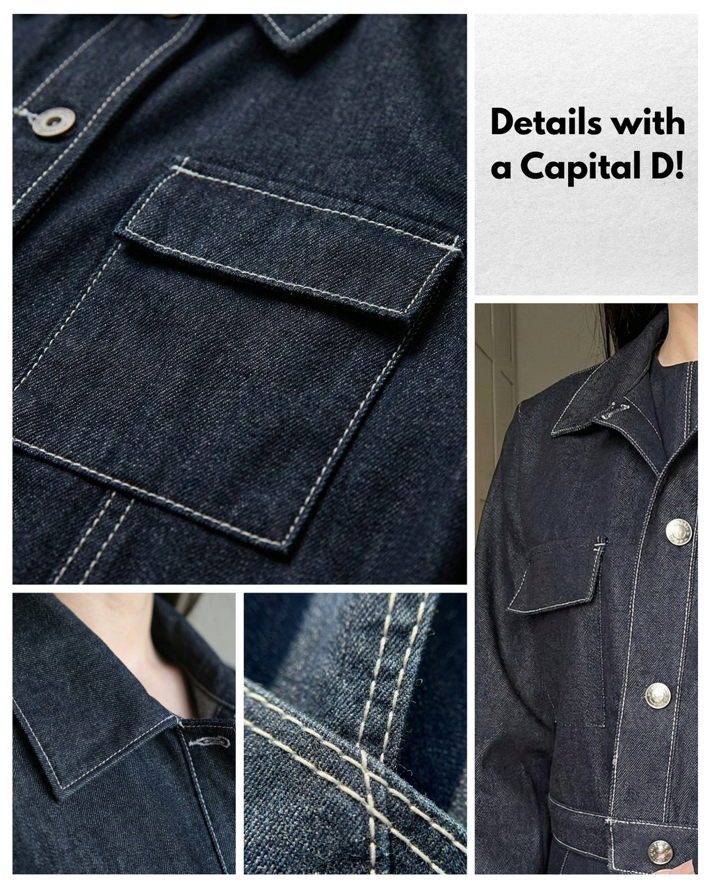 Naira – Deep Indigo Denim Dress Set with Utility Crop Jacket