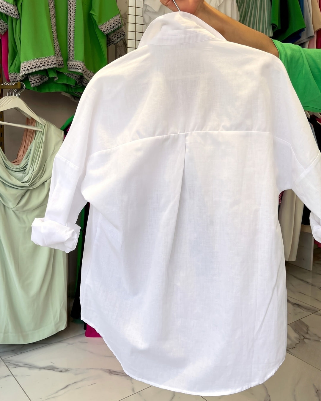 Olina - Elegant White Shirt Shorts Casual Wear Set