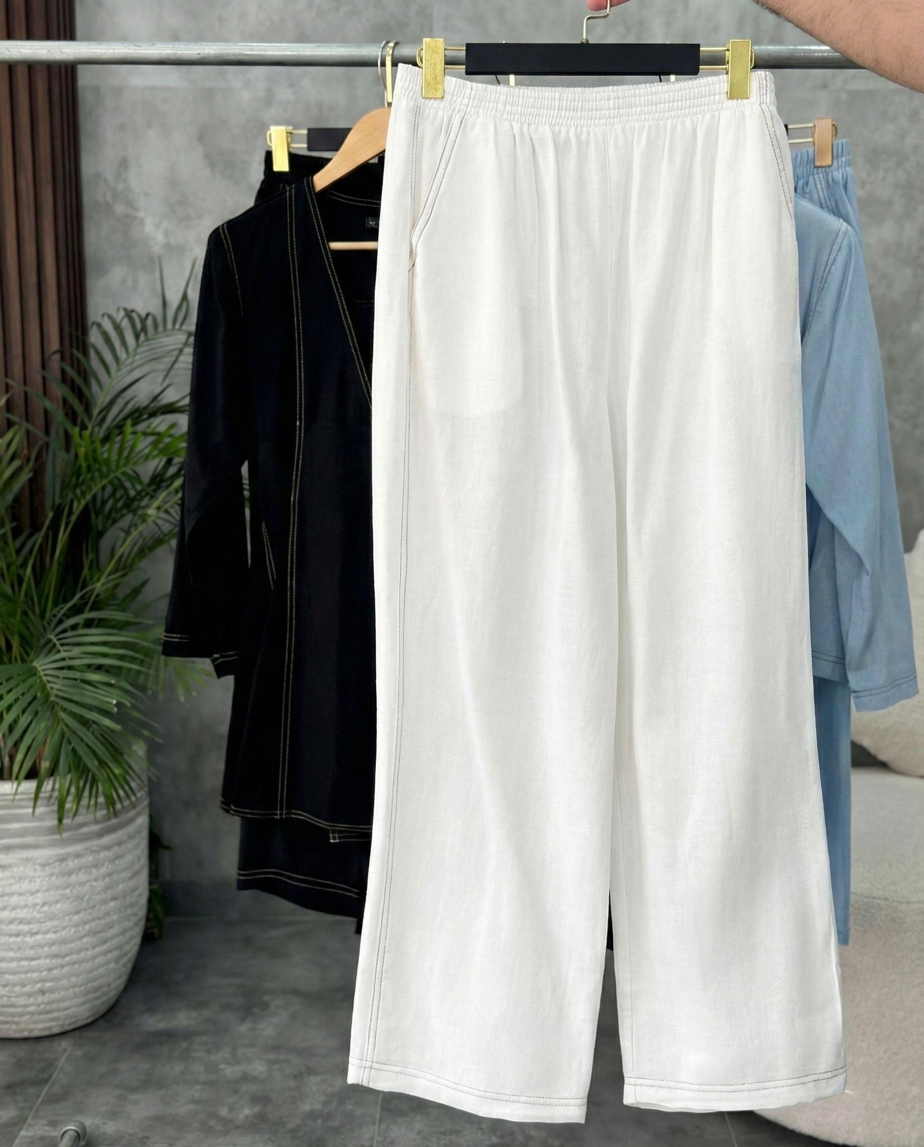 Off White Aura wrap style co ord set with side tie up and relaxed pants
