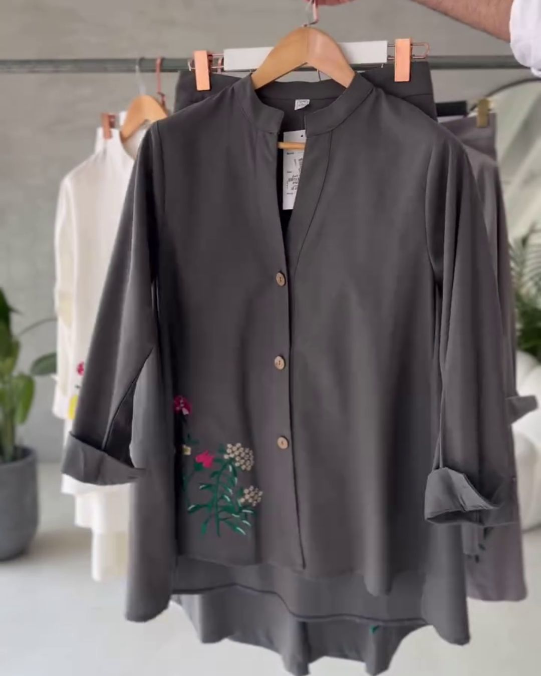 Rayon Co-ord Set with Floral Embroidery - MRINA