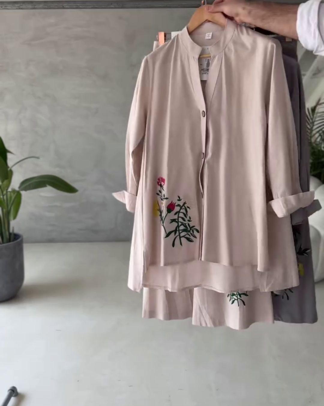 Rayon Co-ord Set with Floral Embroidery - MRINA