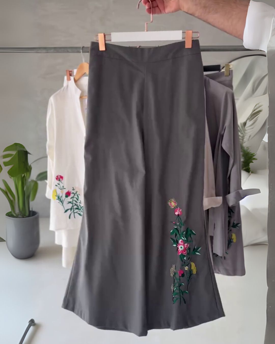 Rayon Co-ord Set with Floral Embroidery - MRINA