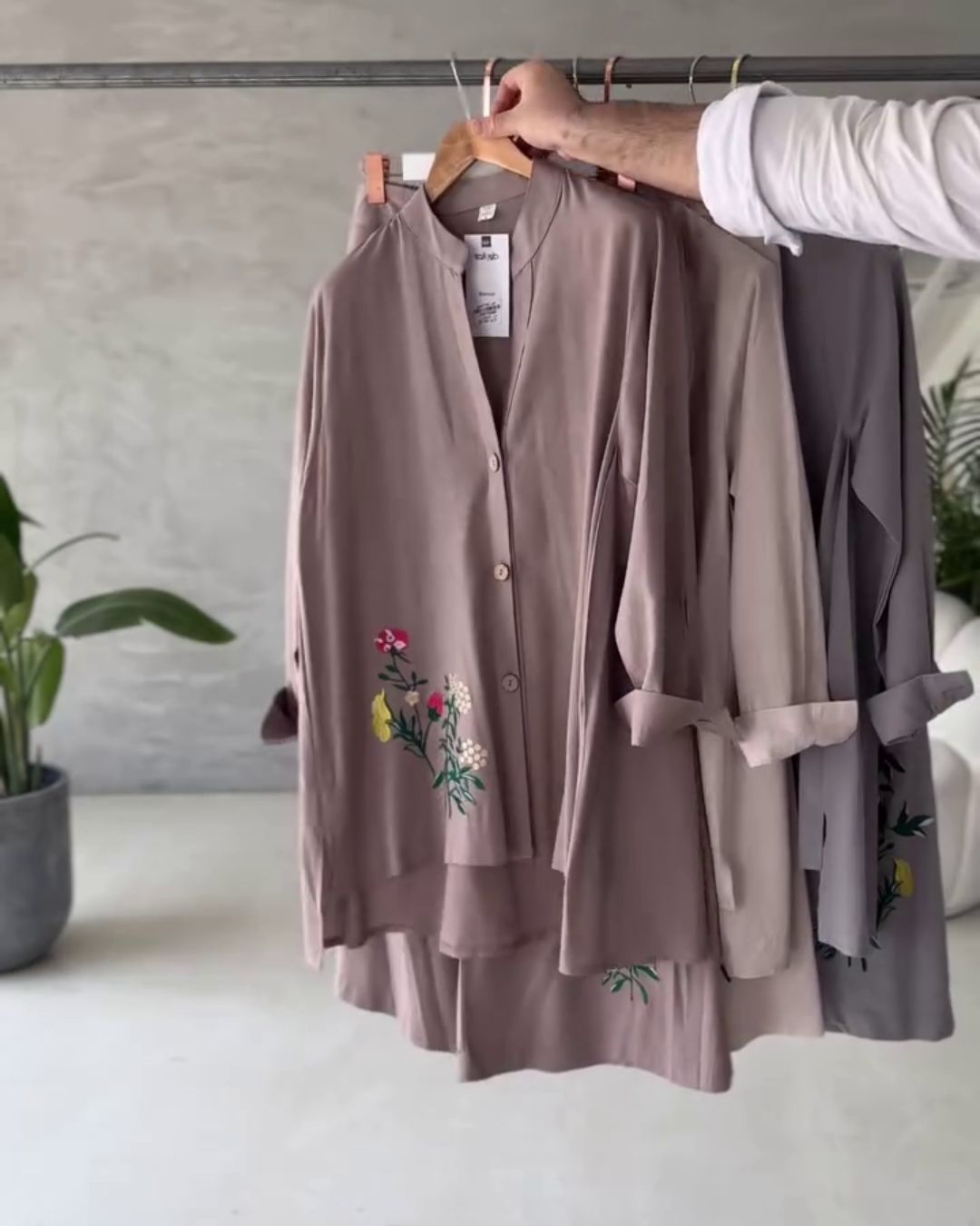 Rayon Co-ord Set with Floral Embroidery - MRINA