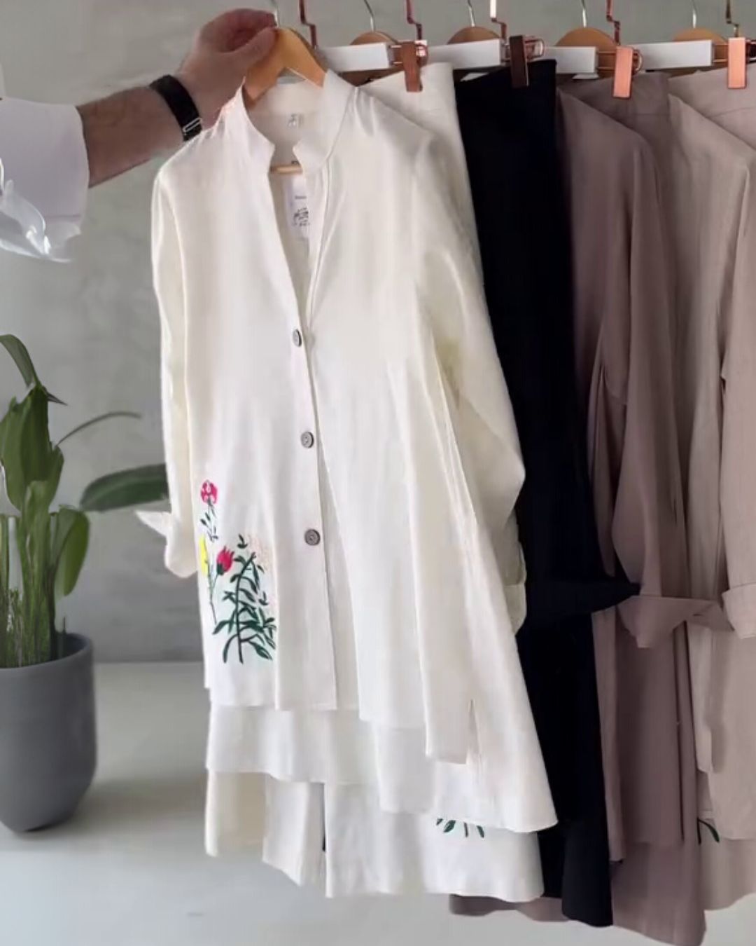 Rayon Co-ord Set with Floral Embroidery - MRINA